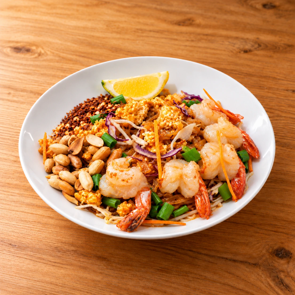 Pad Thai bei Chaima auf Naturholz-Hintergrund